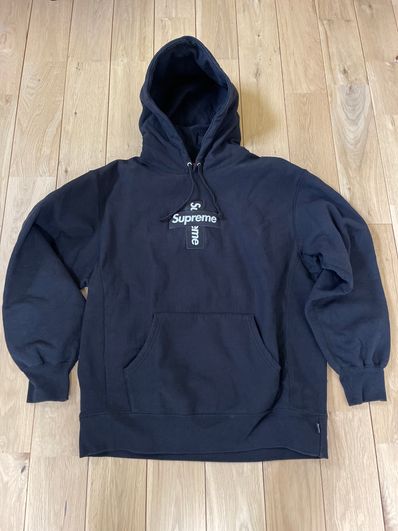 Supreme Cross Box Logo Hooded Sweatshirt "Black"