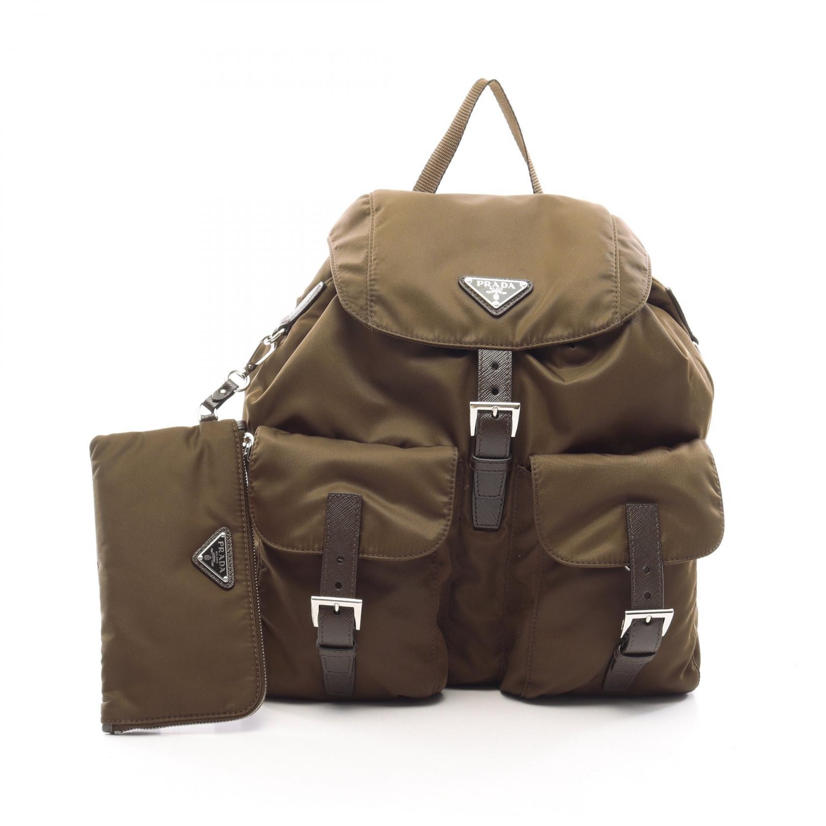 プラダ PRADA Re-Nylon ミディアム VELA リュックサック バックパック バッグ ナイロン サフィアーノレザー レディース グレー系 1BZ811RV44F0038 【新品】