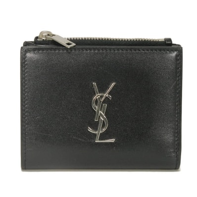 SAINT LAURENT PARIS サンローランパリ カサンドラ コンパクト ウォレット スムース カーフ スナップボタン 札入れ カードケース コインケース モノグラム YSL ブラック 二つ折り財布 575726 0SX0E 1000