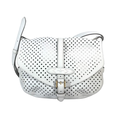 ルイヴィトン LOUIS VUITTON ソミュール M93997 ペルフォ・レ・フローレ パンチング カバン メッセンジャーバッグ 斜め掛け ショルダーバッグ レザー ホワイト