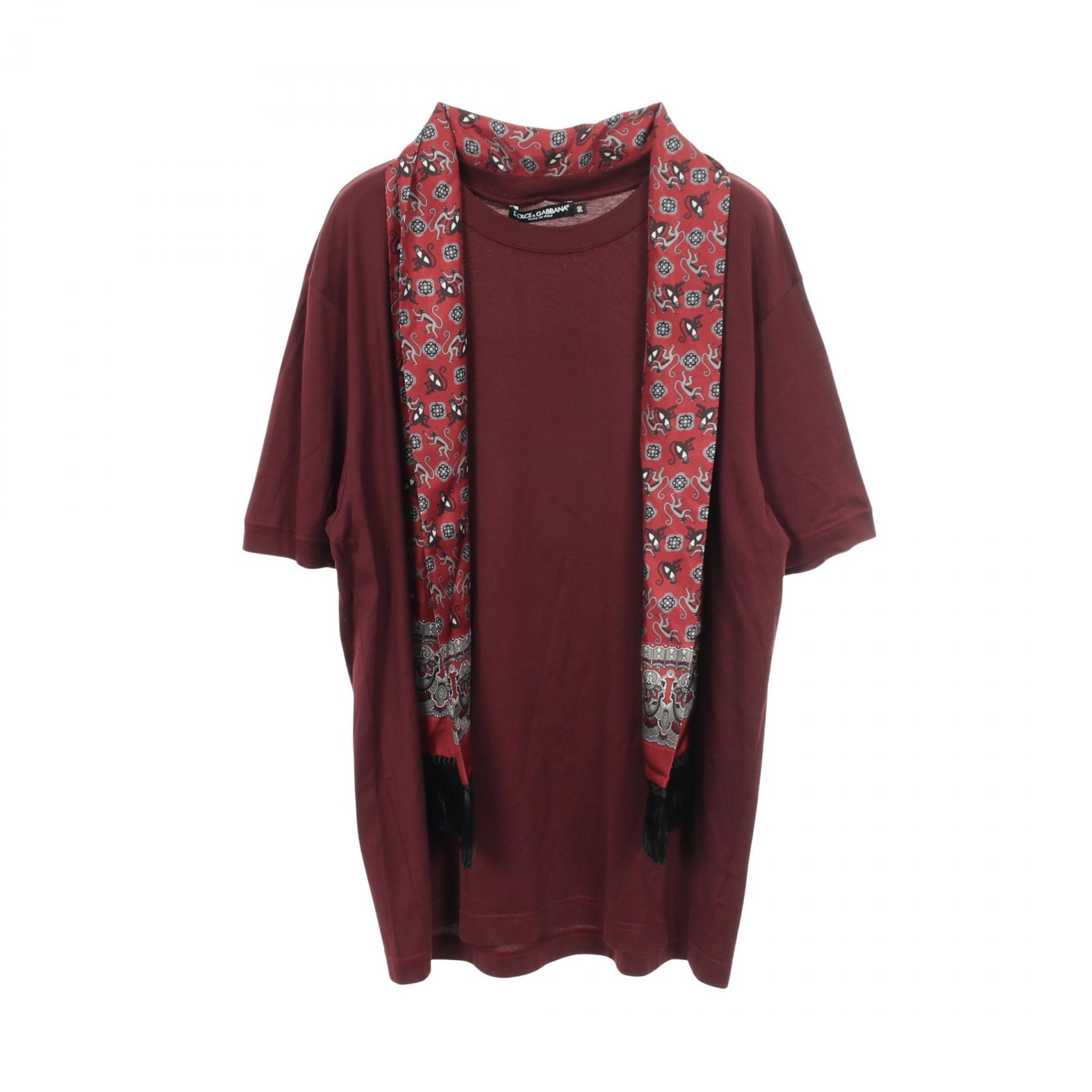ドルチェアンドガッバーナ DOLCE & GABBANA クルーネック 半袖Tシャツ 衣料品 トップス コットン メンズ ボルドー系 【中古】