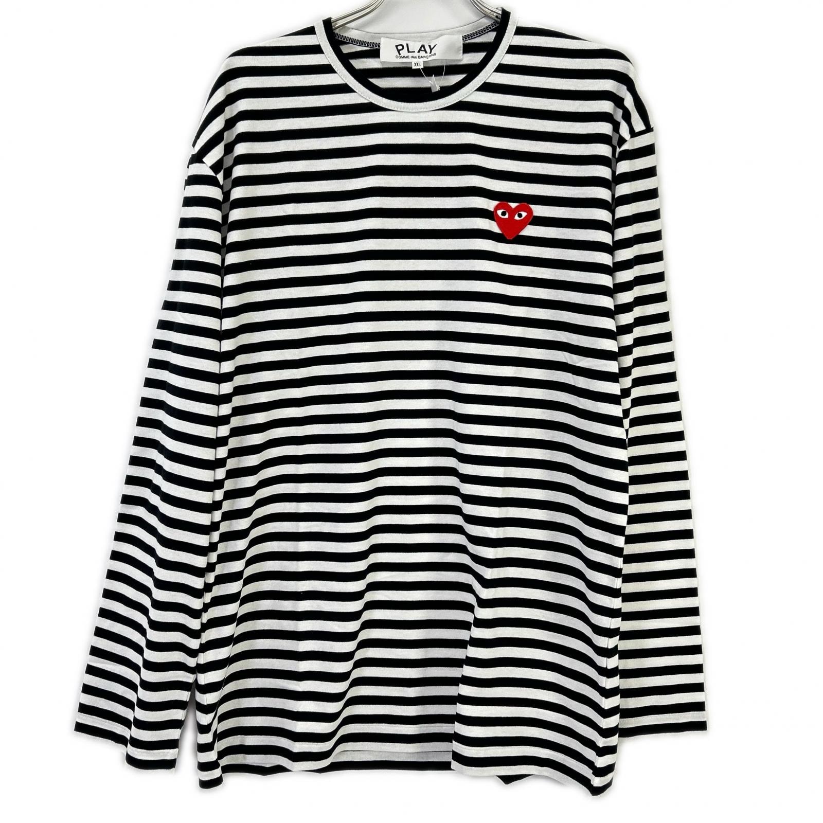 プレイコムデギャルソン ボーダー クルーネック ロングTシャツ XXL