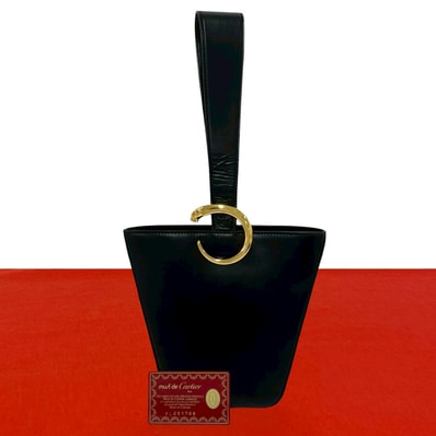CARTIER カルティエ パンテール パンサー 金具 レザー ハンドバッグ ブラック
22418