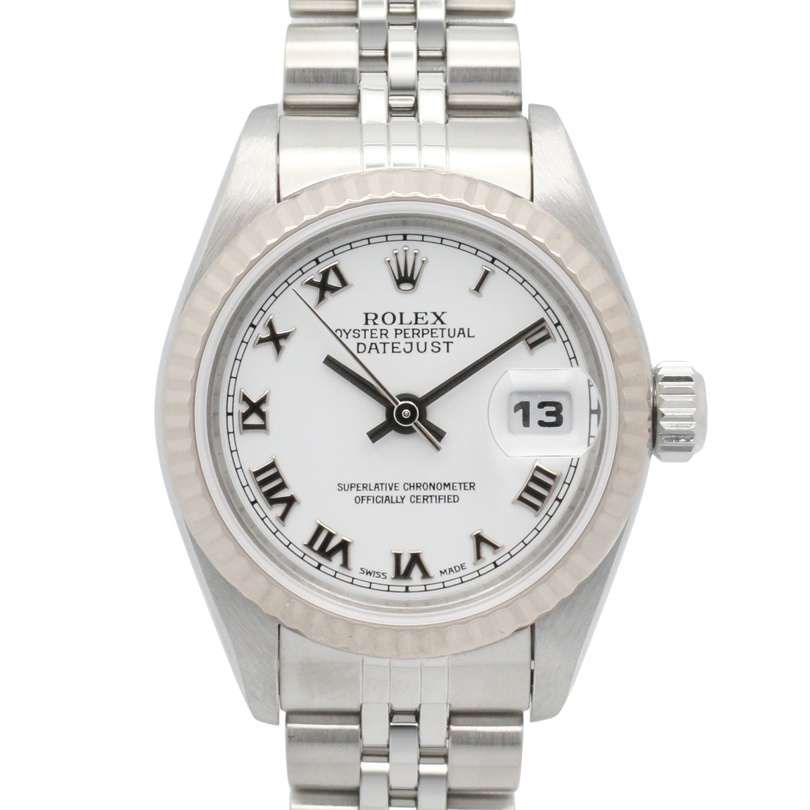 ロレックス ROLEX デイトジャスト F番 腕時計 時計 K18WG(ホワイトゴールド) ステンレススチール レディース ホワイト系 ローマ 79174 【中古】