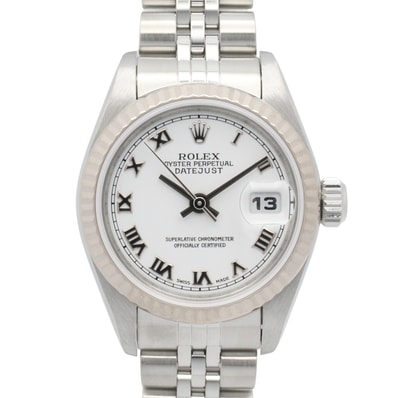 ロレックス ROLEX デイトジャスト F番 腕時計 時計 K18WG(ホワイトゴールド) ステンレススチール レディース ホワイト系 ローマ 79174 【中古】