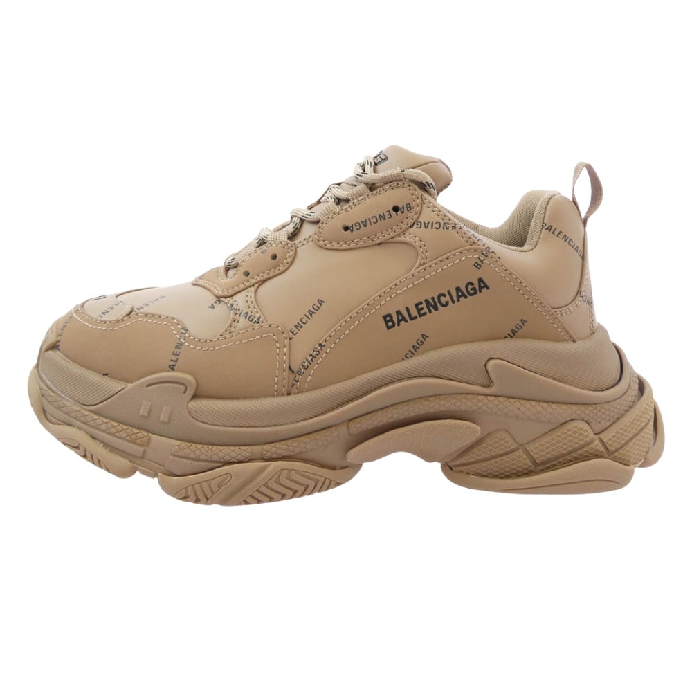 BALENCIAGA バレンシアガ スニーカー 536737 フェイクバスターズ鑑定済 TRIPLE S SNEAKER ALLOVER LOGO トリプルS オールオーバーロゴ レザー スニーカー ブラウン系 41(27cm)【新古品】【未使用】【中古】