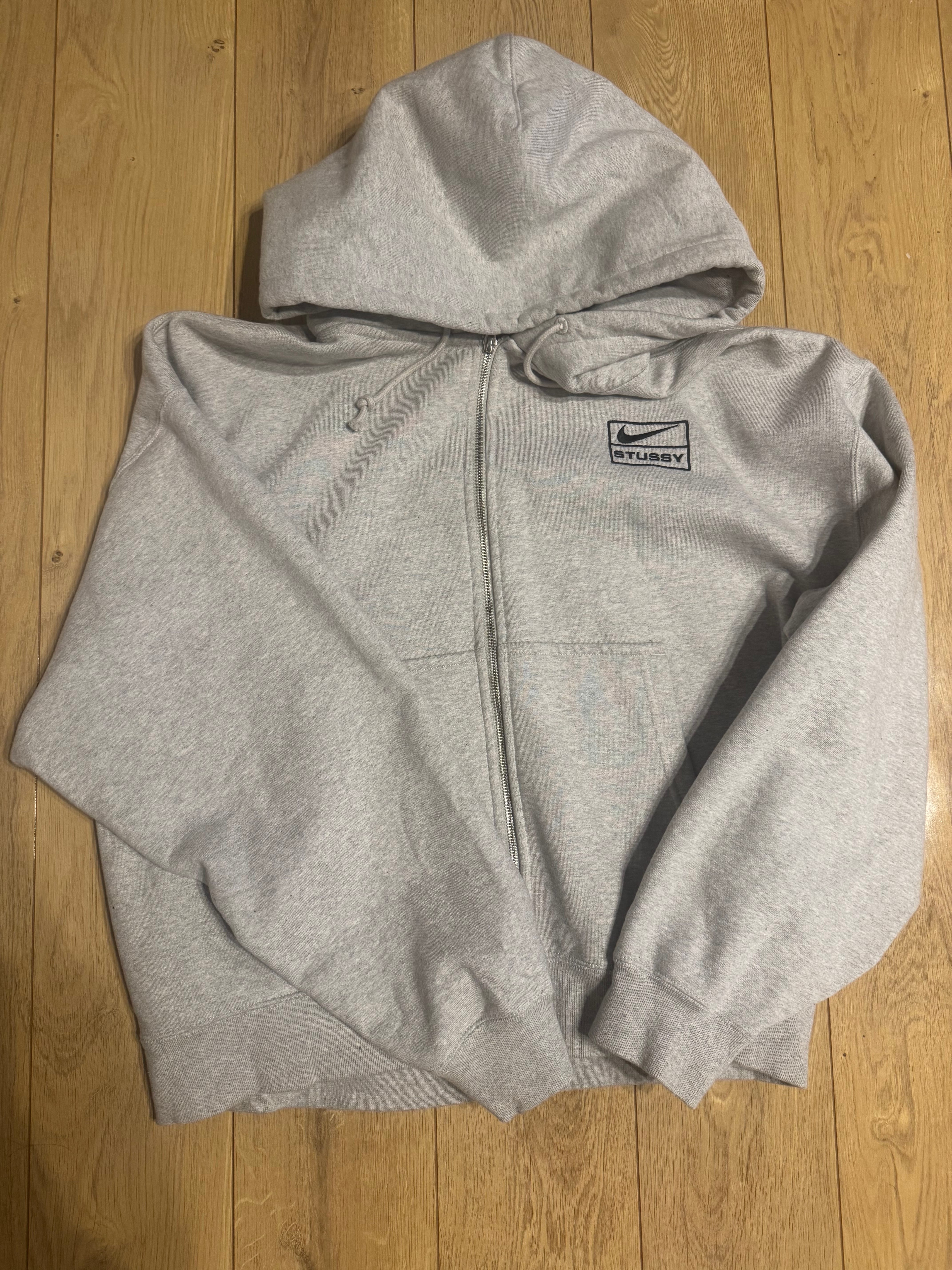 Stussy x Nike Fleece Zip Hoodie "Grey Heather" (US Size) FJ9181-050