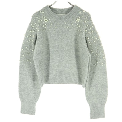 MOUSSY マウジー ビジュー 長袖 ニット F グレー