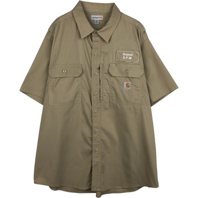古着 カーハート Carhartt リップストップ 半袖 ワークシャツ メンズXL相当/eaa655369