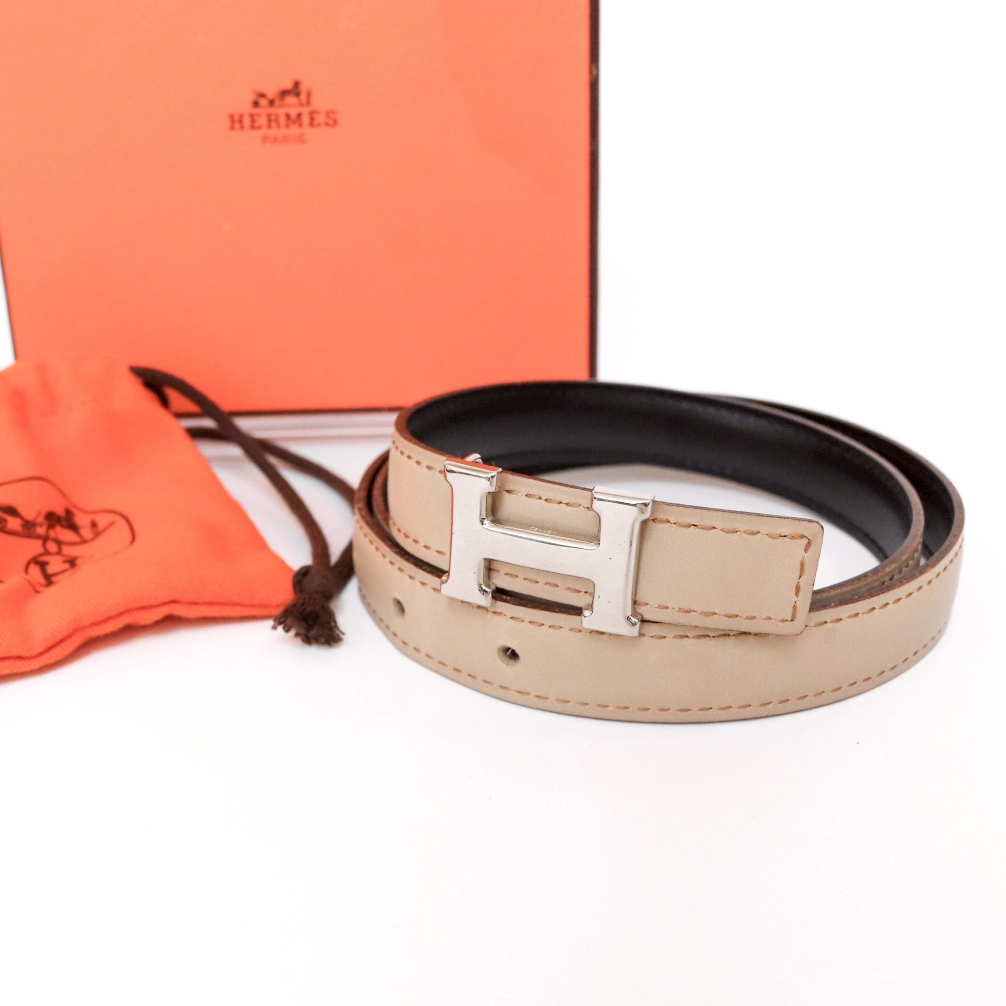 【美品】エルメス HERMES ミニコンスタンス ベルト 70 シルバー F刻印