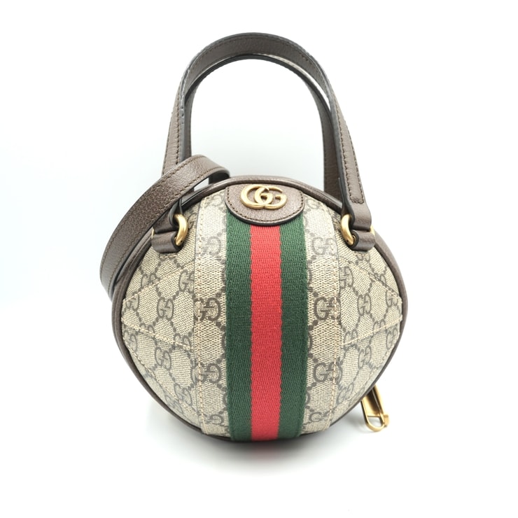 GUCCI(グッチ)オフィディア GGスプリーム ボール型 2WAY ハンドバッグ ショルダーバッグ ウェブストライプ ブラウン 574794【中古】