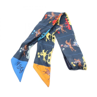 エルメス HERMES ツイリー HERMES PARADE スカーフ 衣料品 シルク シルク レディース ネイビー系 / マルチカラー 【中古】