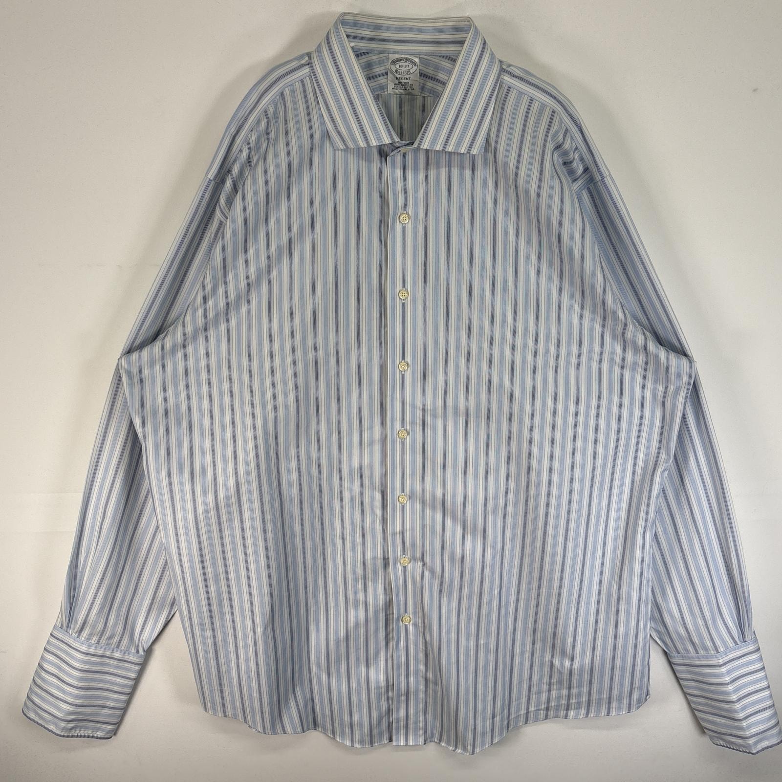 古着 ブルックスブラザーズ Brooks Brothers 長袖シャツ ストライプ REGENT NON-IRON 大きいサイズ カフスタイプ 18-37 2XL ブルー マルチカラー メンズ
