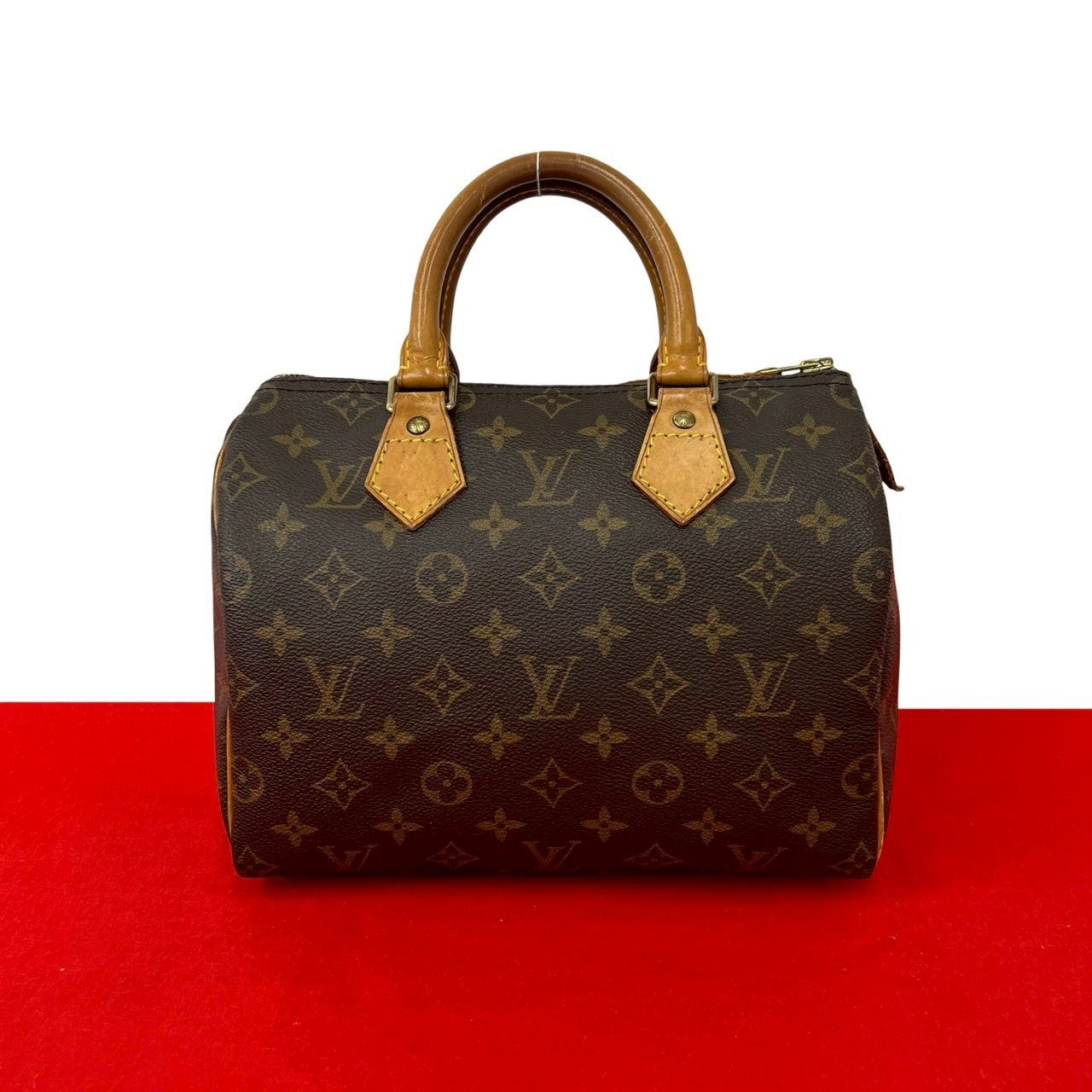 LOUIS VUITTON ルイヴィトン スピーディ 25 モノグラム レザー PVC ハンドバッグ ブラウン
 81210