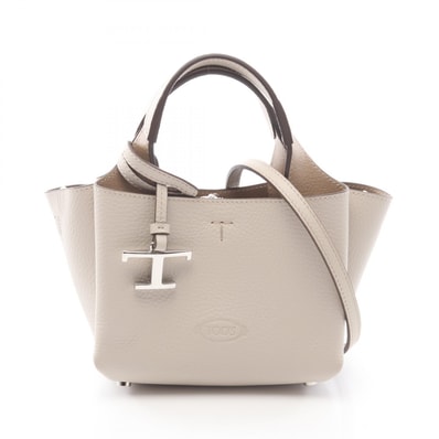 トッズ TOD'S Tタイムレス マイクロ 2WAY ハンドバッグ バッグ レザー レディース アイボリー系 XBWAPAFL000QRI 【中古】