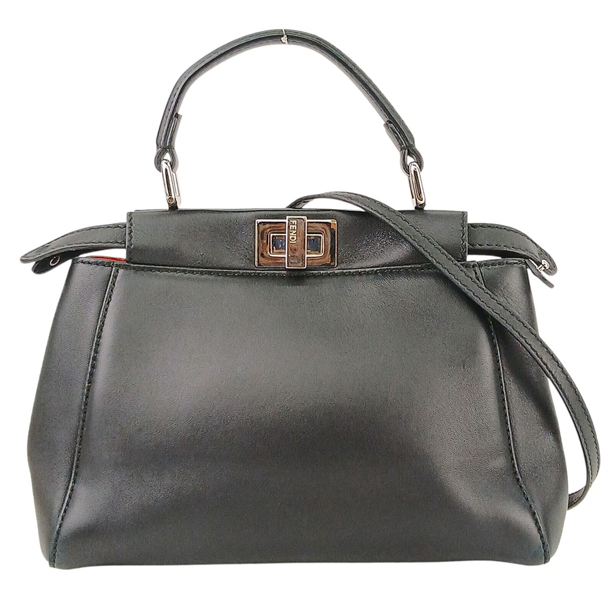 FENDI フェンディ モンスター バグズ アイ ミニ ピーカブー 2WAYショルダーバッグ ショルダーバッグ 8BN244 レザー ブラック  レディース【中古】