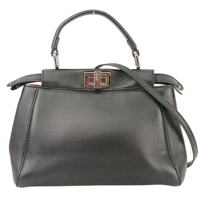 FENDI フェンディ モンスター バグズ アイ ミニ ピーカブー 2WAYショルダーバッグ ショルダーバッグ 8BN244 レザー ブラック レディース【中古】