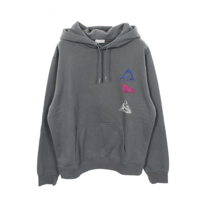 ディオール Dior バックプリント 裏起毛 パーカー 衣料品 トップス コットン メンズ グレー系 【中古】