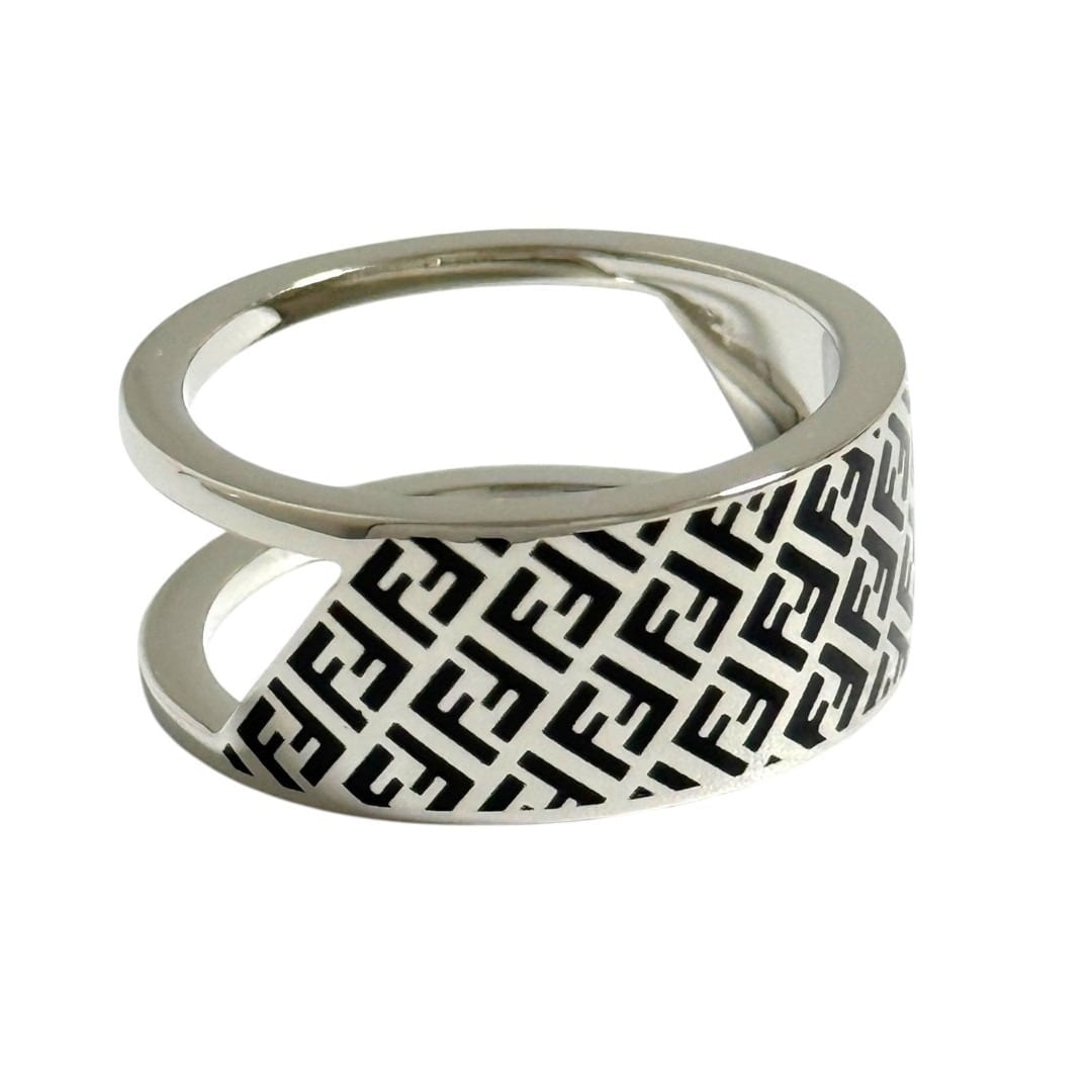 フェンディ メンズ ヘキサゴン リング 20号 FF ワイド シルバー色 指輪