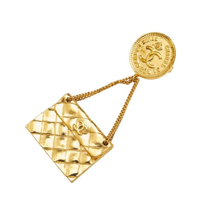 シャネル 31 RUE CAMBON ココマーク マトラッセ ブローチ ゴールド メッキ レディース CHANEL 【中古】