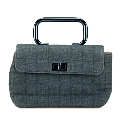 シャネル チョコバー 2.55 ハンドバッグ ブルー デニム レディース CHANEL 【中古】