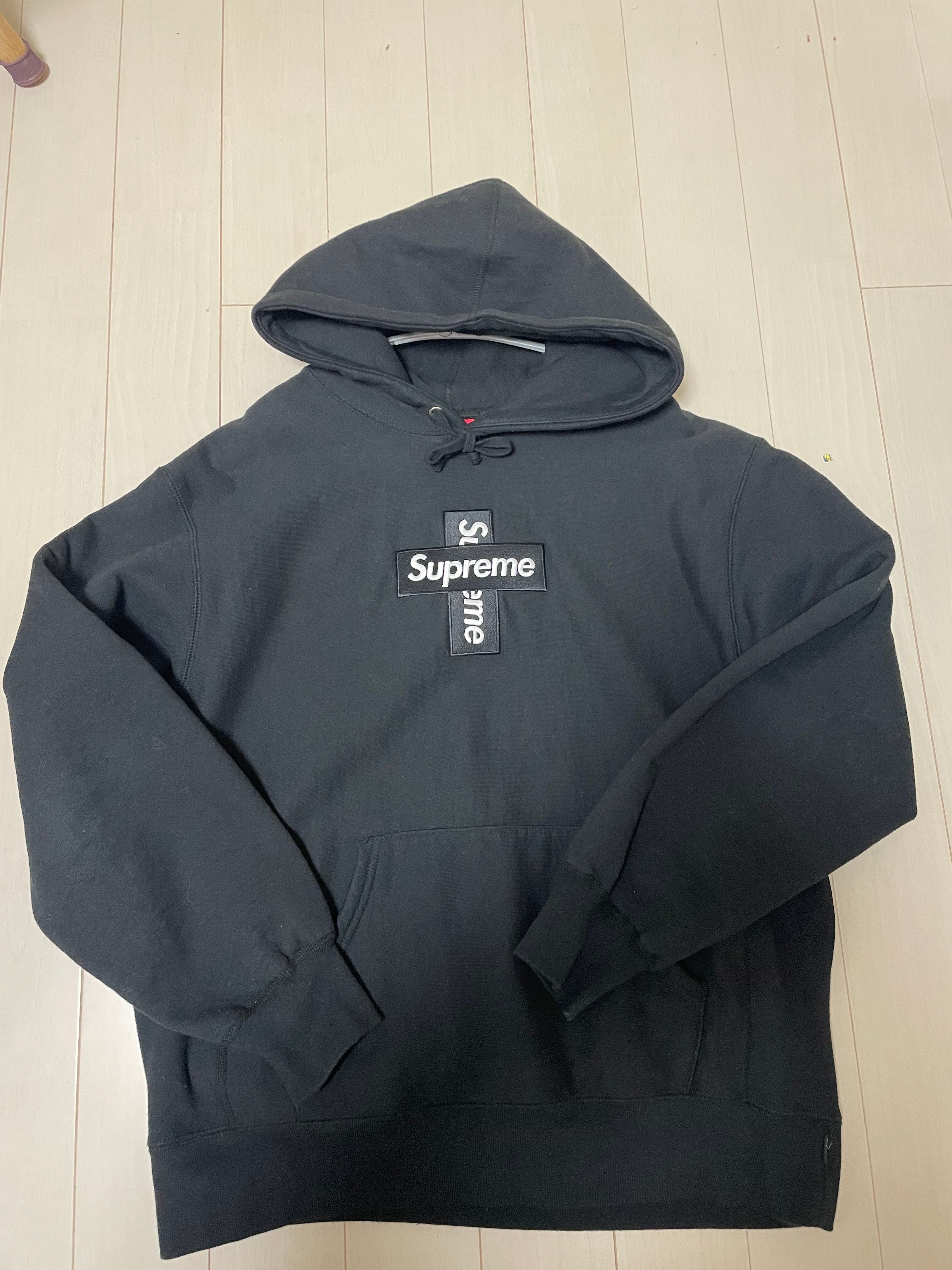 Supreme Cross Box Logo Hooded Sweatshirt "Black"
