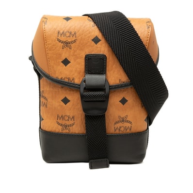 エム シー エム ヴィセトス 斜め掛け ショルダーバッグ ブラウン ブラック PVC レザー レディース MCM 中古