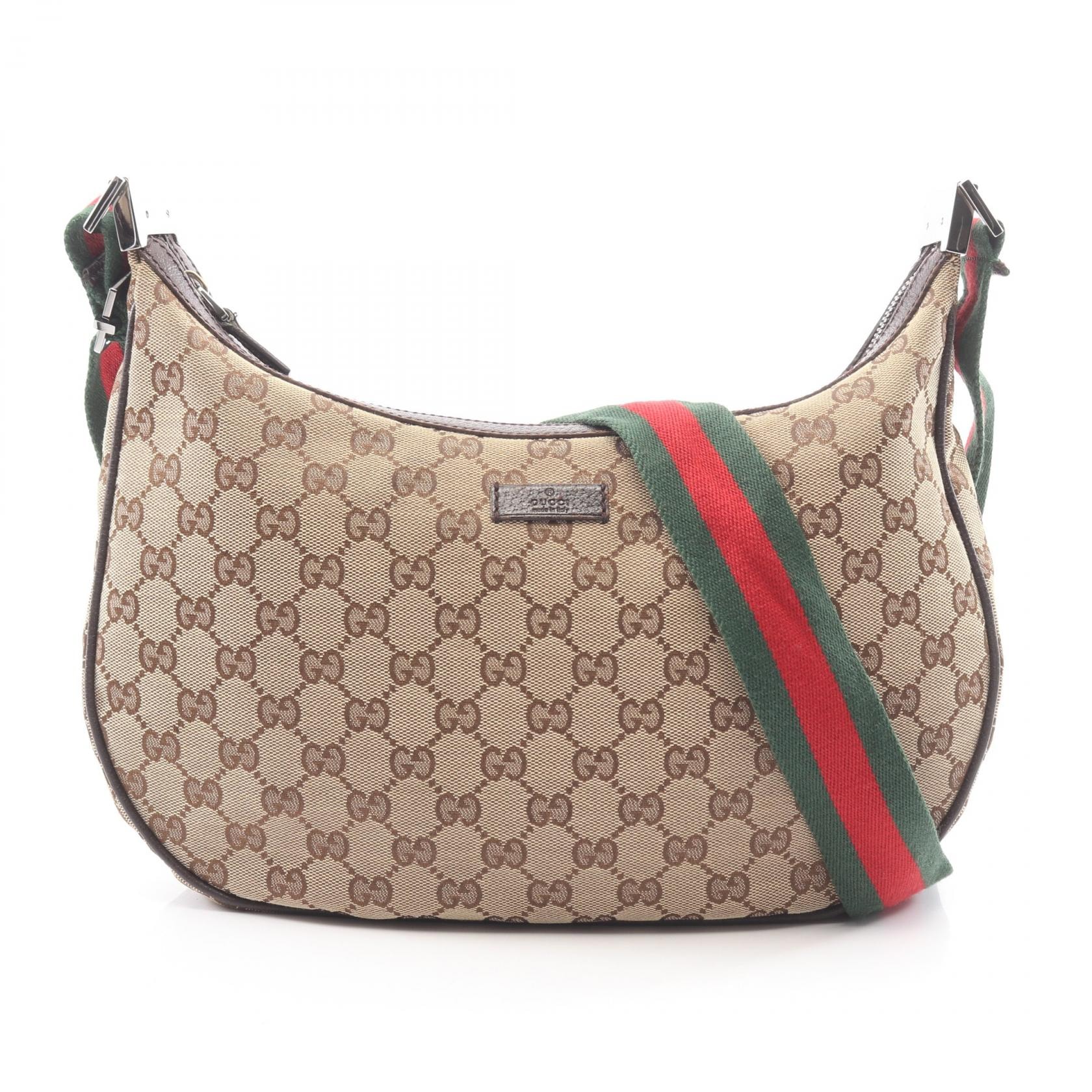 グッチ GUCCI シェリーライン GGキャンバス ショルダーバッグ バッグ キャンバス レザー レディース ベージュ系 / ブラウン系 122790 【中古】
