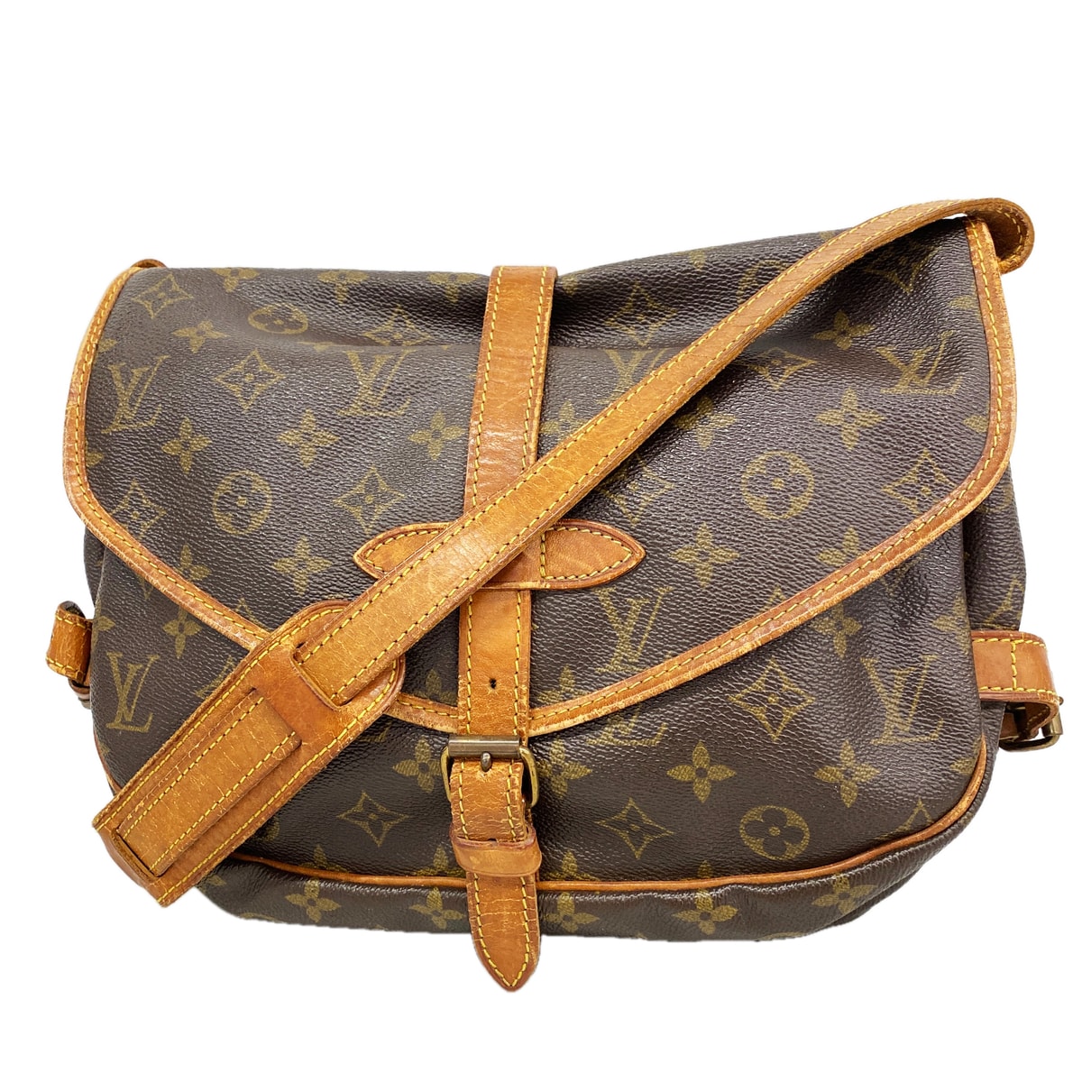 【6hb0209】ルイヴィトン ショルダーバッグ モノグラム ソミュール30 M42256 ブラウン【中古】レディース