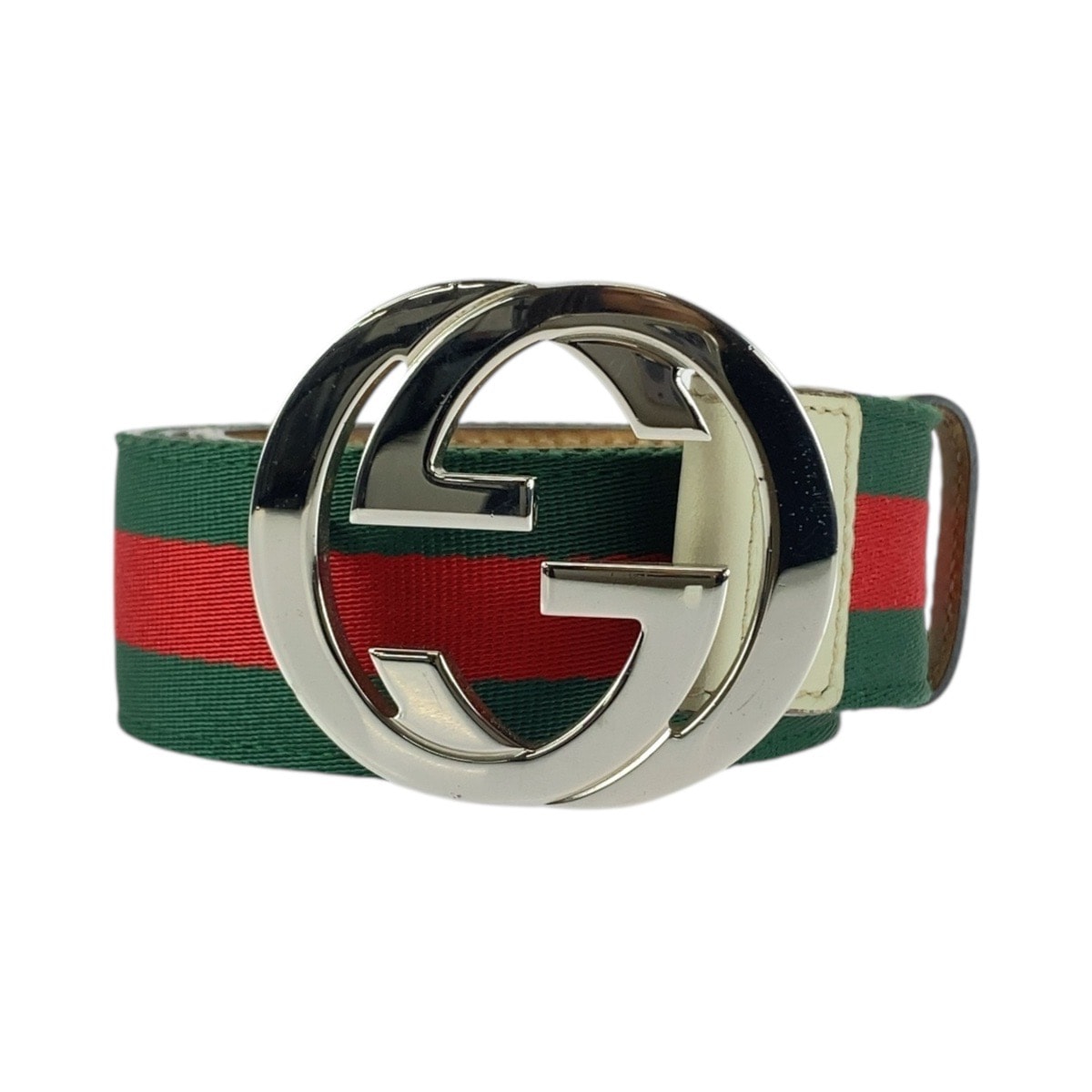 美品 GUCCI グッチ シェリーライン インターロッキング 95cm/38インチ マルチカラー シルバー金具 キャンバス レザー/ ベルト 505472 【中古】