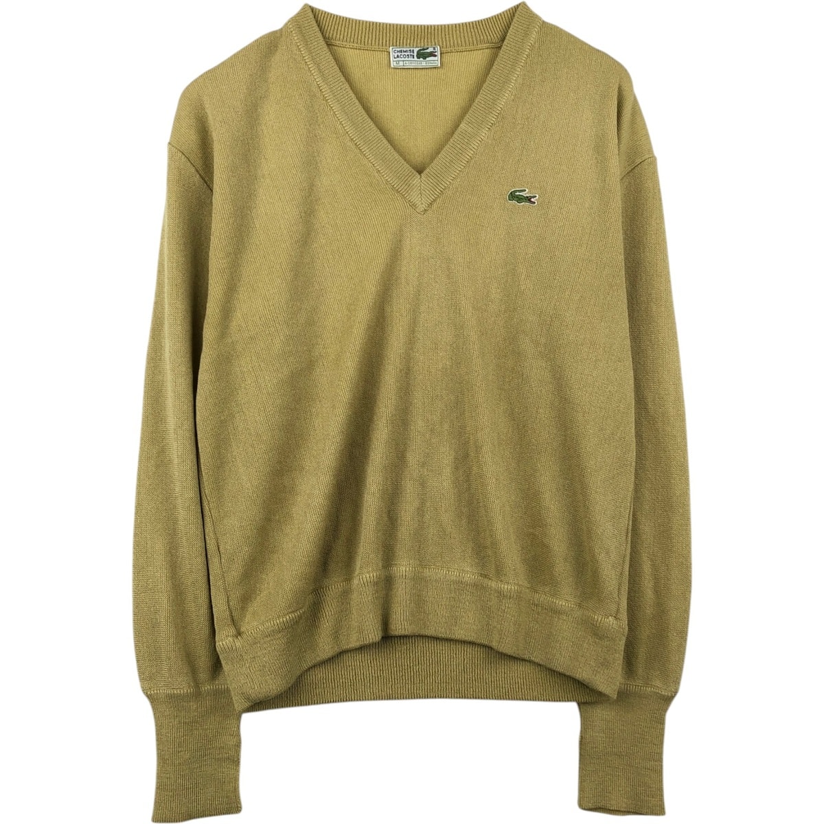 古着 80年代 ラコステ LACOSTE CHEMISE フレンチラコステ Vネック アクリルニットセーター スペイン製 メンズM相当 ヴィンテージ/eaa645898