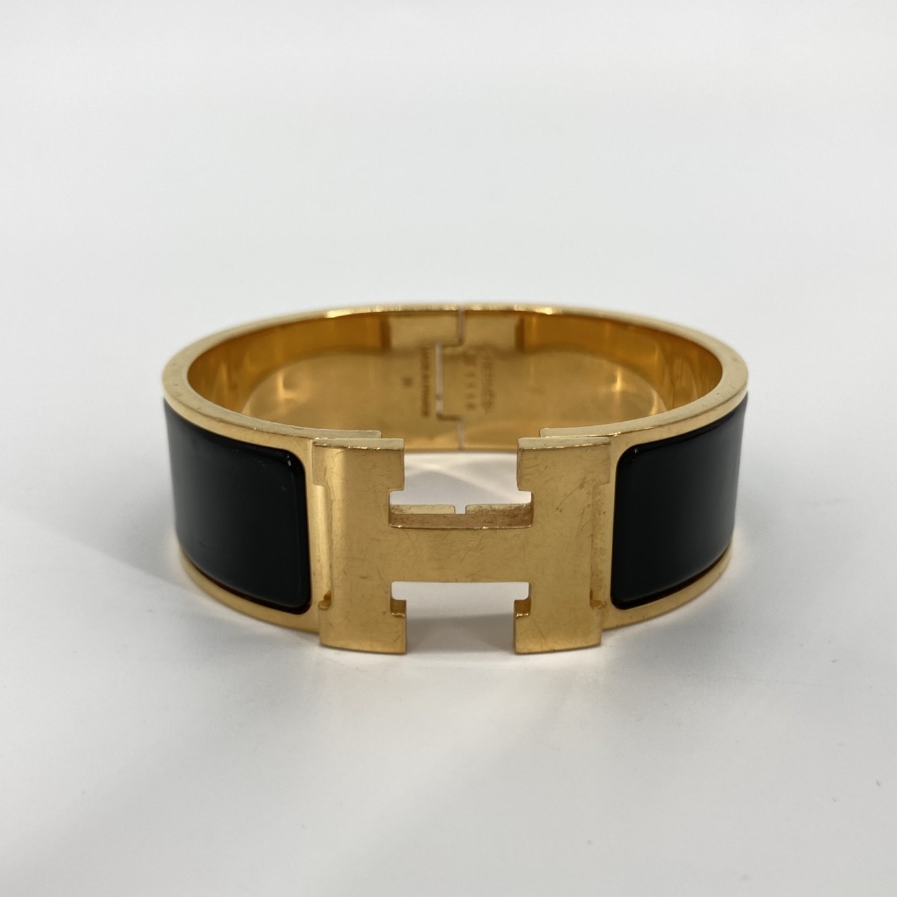 HERMES(エルメス) クリッククラックH PM エナメル GP バングル ブラック×ゴールド