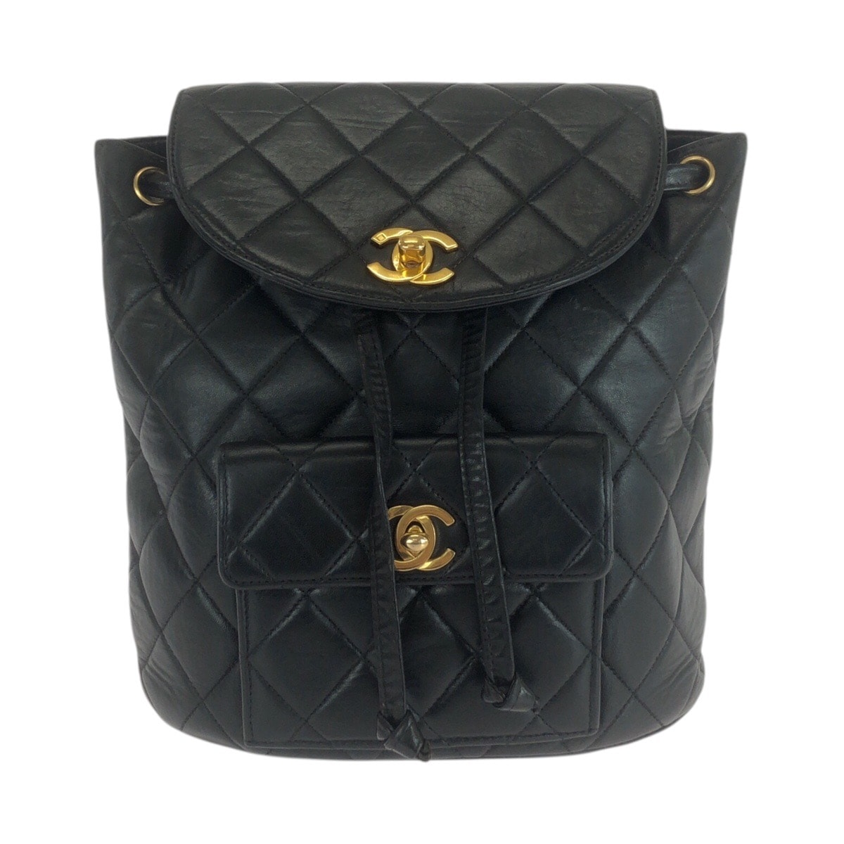 CHANEL シャネル マトラッセ ココマーク ブラック 黒 ゴールド金具 ラムスキン リュック・デイパック バックパック 505923 【中古】