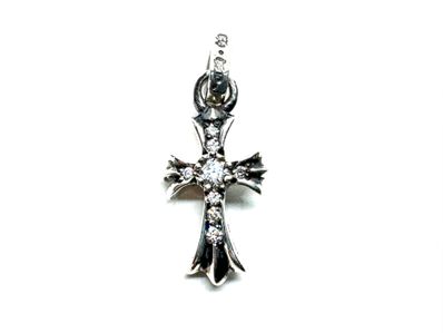 Chrome Hearts Cross Baby Fat Charm Pave Diamond "Silver"