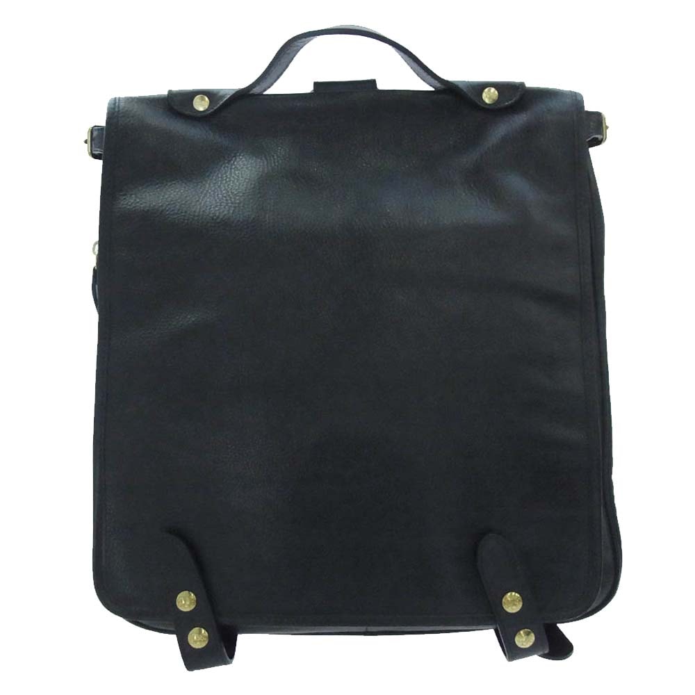 IL BISONTE イルビゾンテ バックパック A1845 オールレザー オリジナルレザー フラップ リュック バックパック ブラック系【中古】
