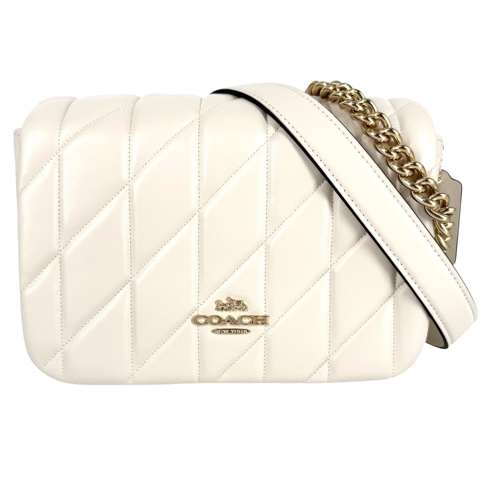 COACH コーチ 2WAY クイン バッグ キルティング ハンドバッグ ショルダーバッグ 肩掛け 斜め掛け CY663 レザー    ホワイト 白 ゴールド金具 レディース 美品【中古品】