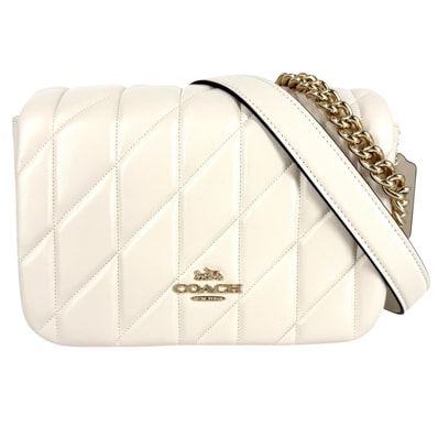 COACH コーチ 2WAY クイン バッグ キルティング ハンドバッグ ショルダーバッグ 肩掛け 斜め掛け CY663 レザー ホワイト 白 ゴールド金具 レディース 美品【中古品】