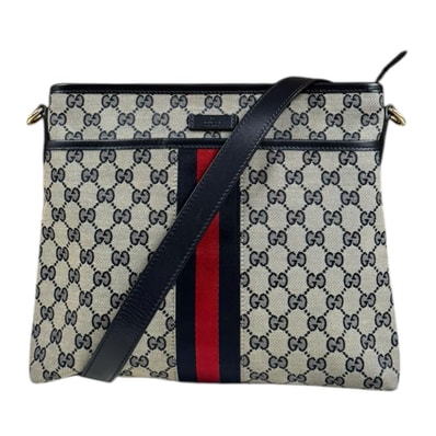 グッチ シェリー ショルダーバッグ GGキャンバス 388926 ネイビー レディース GUCCI 中古
