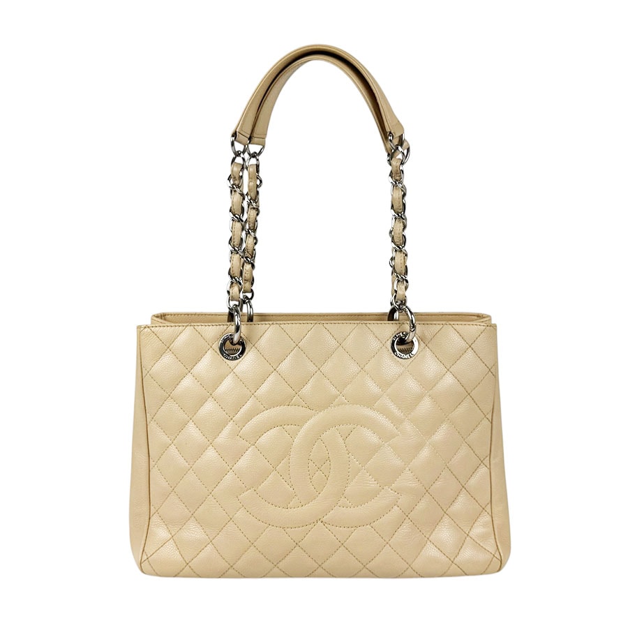シャネル CHANEL ハンドバッグ GST キャビアスキンレザー ベージュ レディース【中古】 z11340