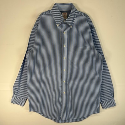 古着 ブルックスブラザーズ Brooks Brothers 長袖シャツ ボタンダウン 346 REGULAR FIT M ブルー系 ストライプ メンズ