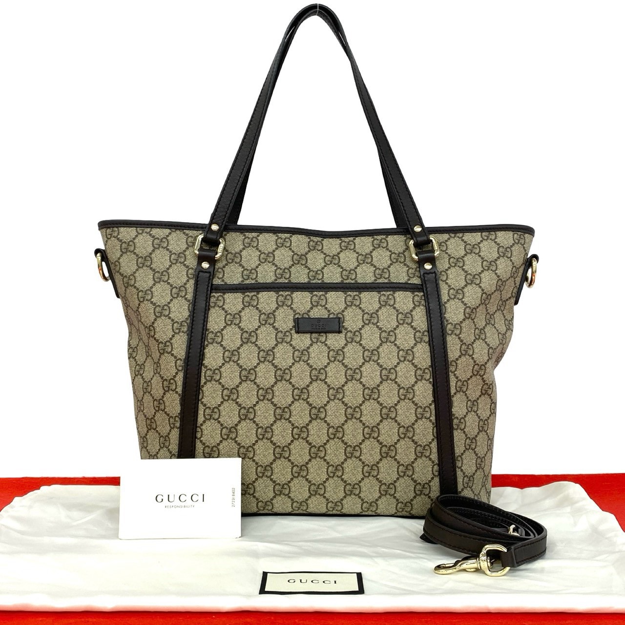 GUCCI グッチ GGスプリーム ロゴ PVC レザー ショルダーバッグ ベージュ
 35444