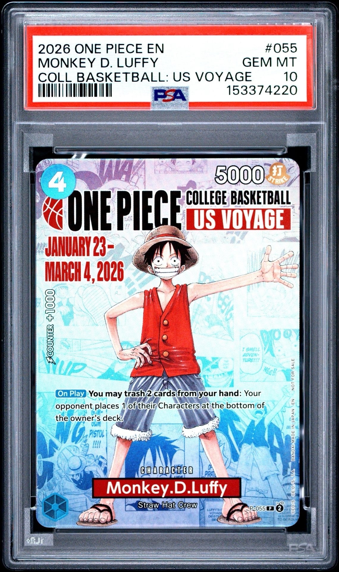 PSA10】モンキー・D・ルフィ：P (開封済) [P-055]【英語版