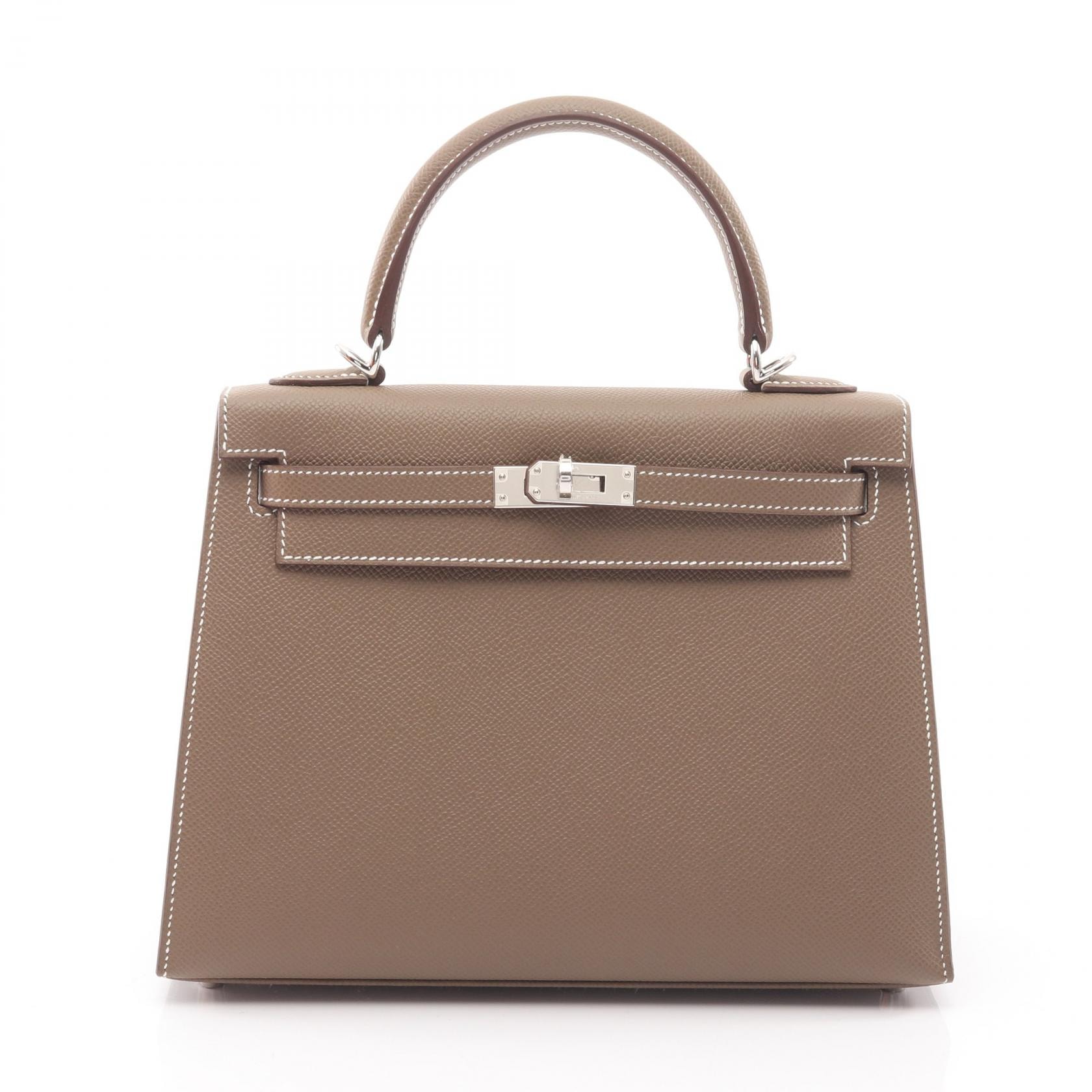 エルメス HERMES ケリー25 2WAY 外縫い ハンドバッグ バッグ レザー ヴォーエプソン ヴォーエプソン エトゥープ レディース グレー系 【中古】