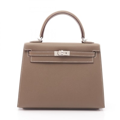 エルメス HERMES ケリー25 2WAY 外縫い ハンドバッグ バッグ レザー ヴォーエプソン ヴォーエプソン エトゥープ レディース グレー系 【中古】