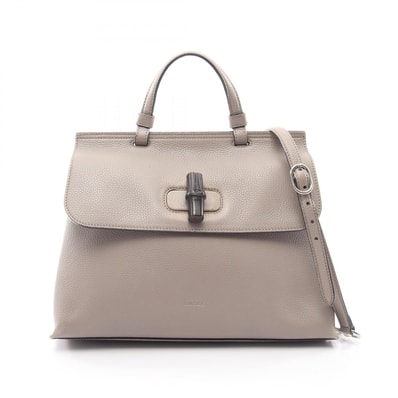 グッチ GUCCI バンブー デイリー ミディアム 2WAY ハンドバッグ バッグ レザー レディース グレー系 392013 【中古】