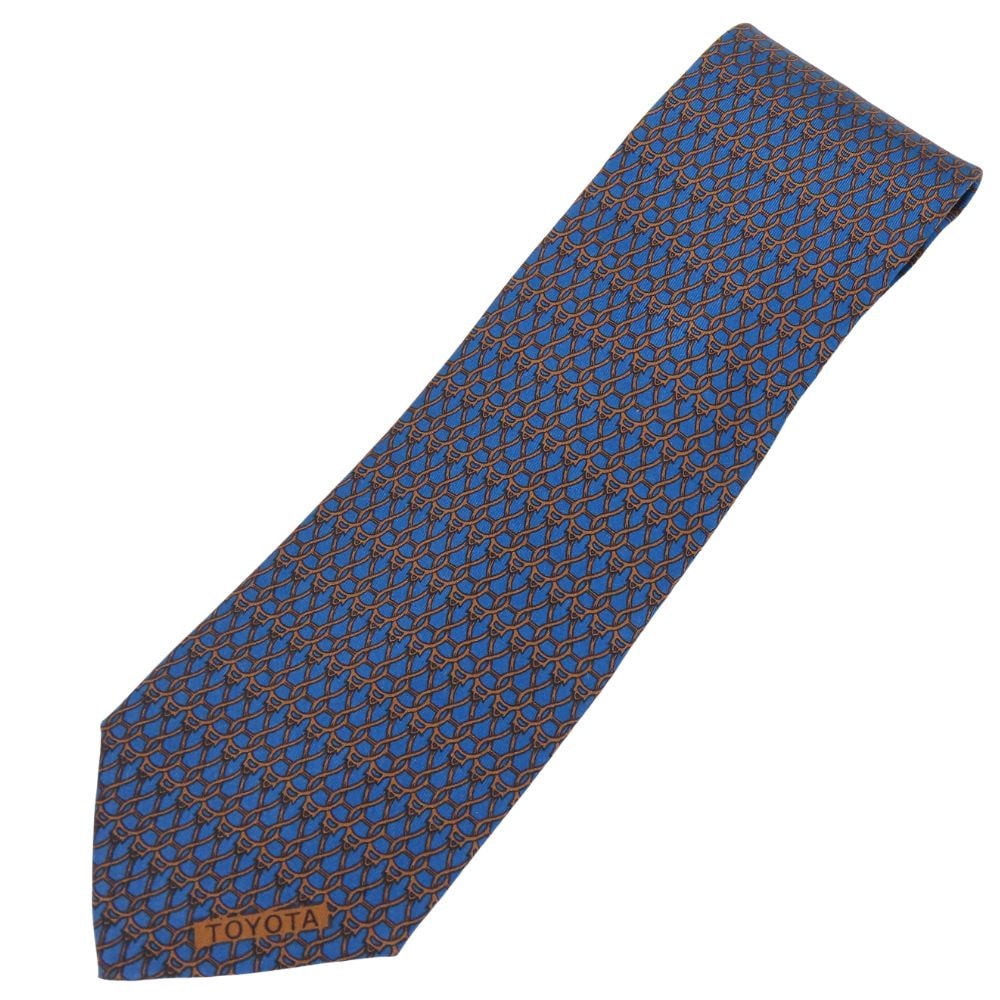 【中古】 エルメス ネクタイ トヨタ限定品 シルク ブルー系 ブラウン スーツ ビジネス アパレル メンズ 男性 HERMES