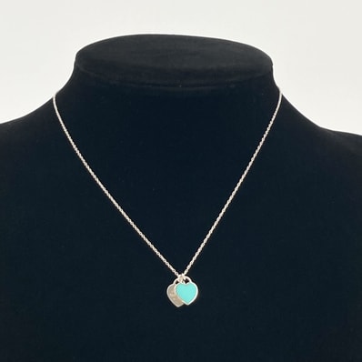 TIFFANY&Co.(ティファニー) リターン トゥ ダブル ハート タグ Ag925 ネックレス 2.54g シルバー×ブルー