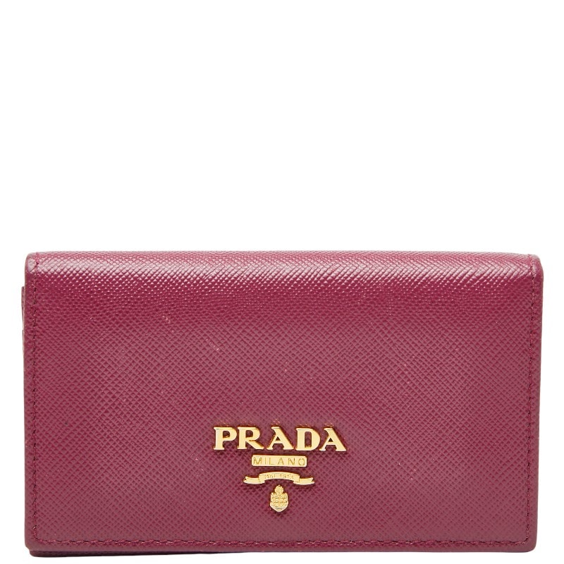プラダ コインケース パスケース パープル サフィアーノレザー レディース PRADA 【中古】