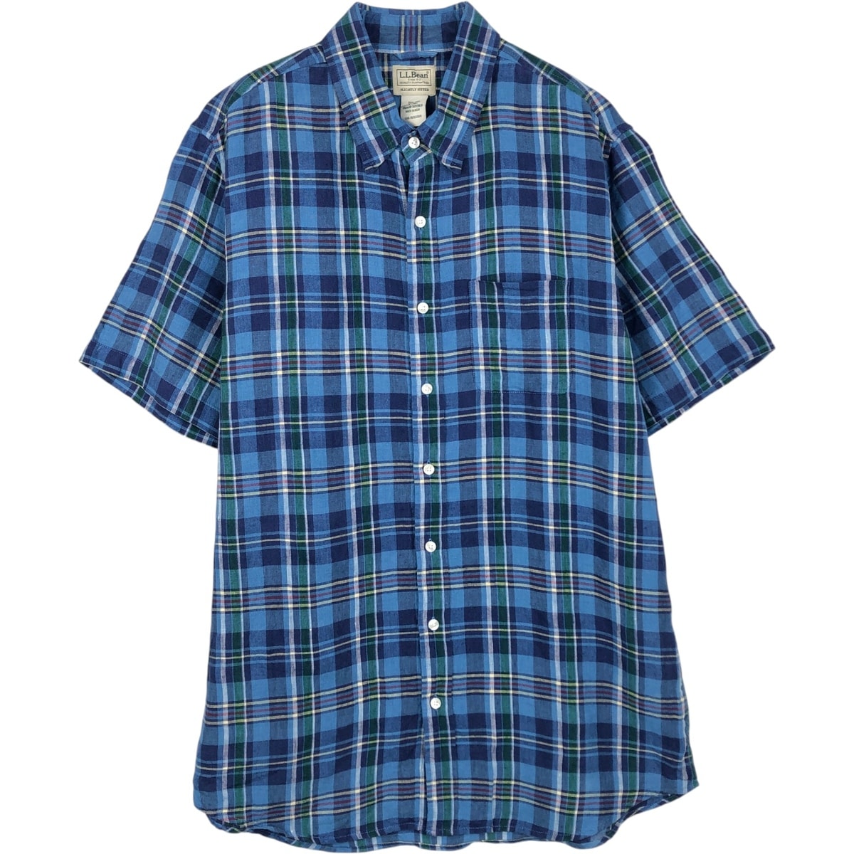 古着 90~00年代 エルエルビーン L.L.Bean チェック柄 半袖 リネンシャツ メンズL相当 ヴィンテージ/eaa650796