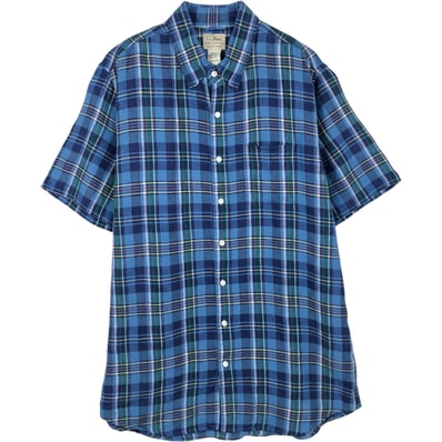 古着 90~00年代 エルエルビーン L.L.Bean チェック柄 半袖 リネンシャツ メンズL相当 ヴィンテージ/eaa650796